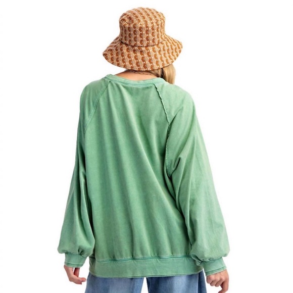 NWT Easel Casually Perfect Mineral Washed Terry Knit Pullover Top - Picture 3 of 10